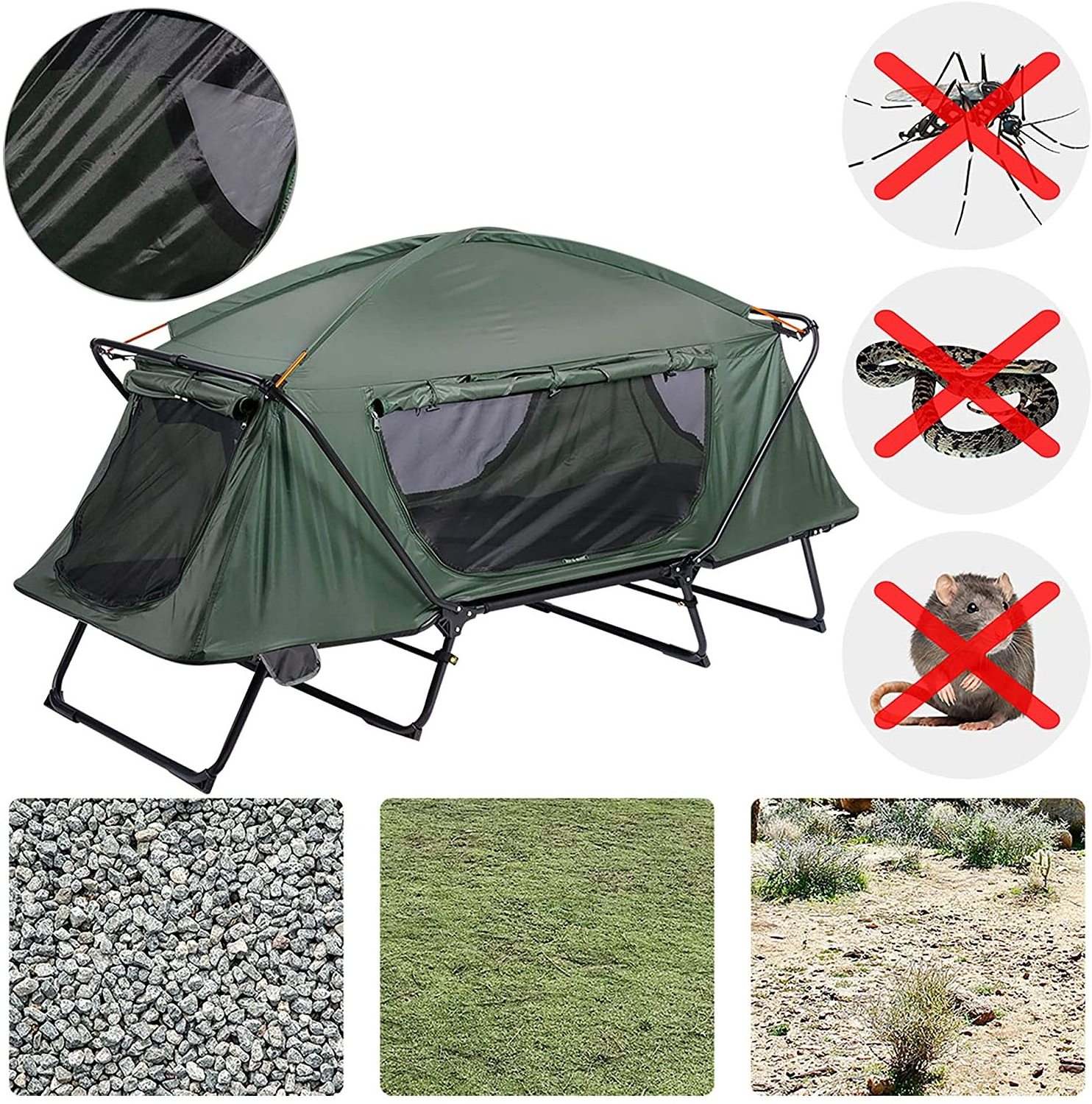 Outdoor portable waterproof 1~2 person folding oversized Tent Cot Camping Hiking Bed with rainfly