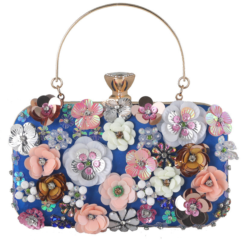 Colorful Rhinestone Clutch Purses Floral Bride Wedding Handbag Chain Shoulder Bag luxury Women's Floral Evening Handbags