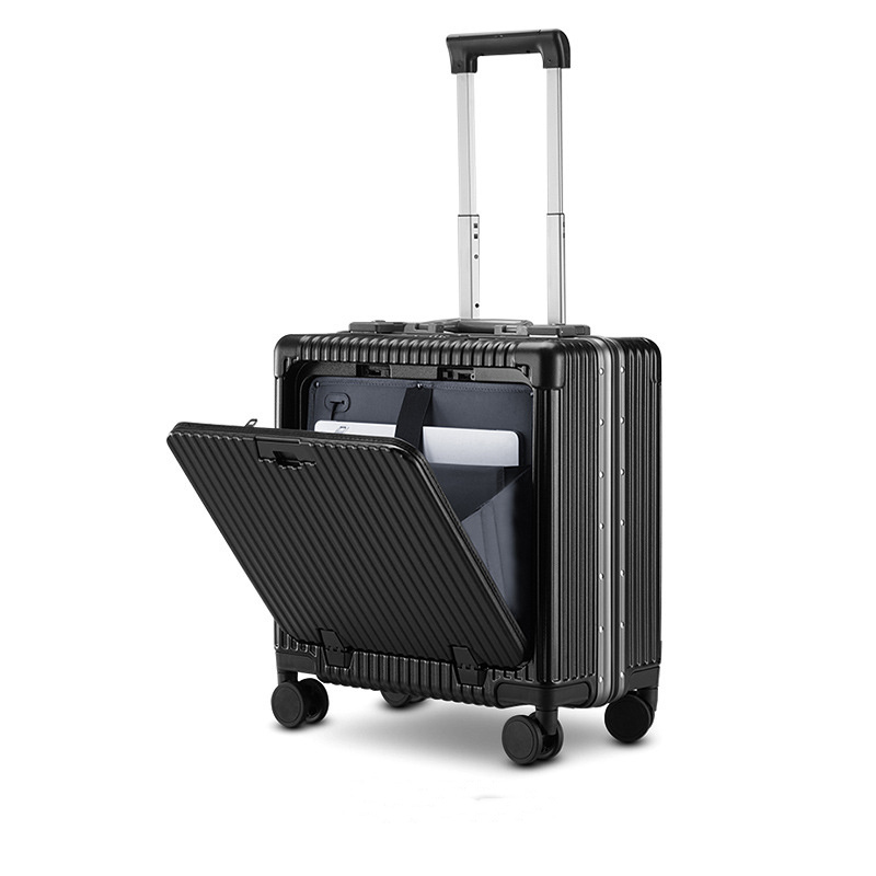 2023 Hot Sale Carry On Suitcase External USB Charger & Spinner Wheels  Aluminum Framed  with Front Laptop Travel Luggage Pocket