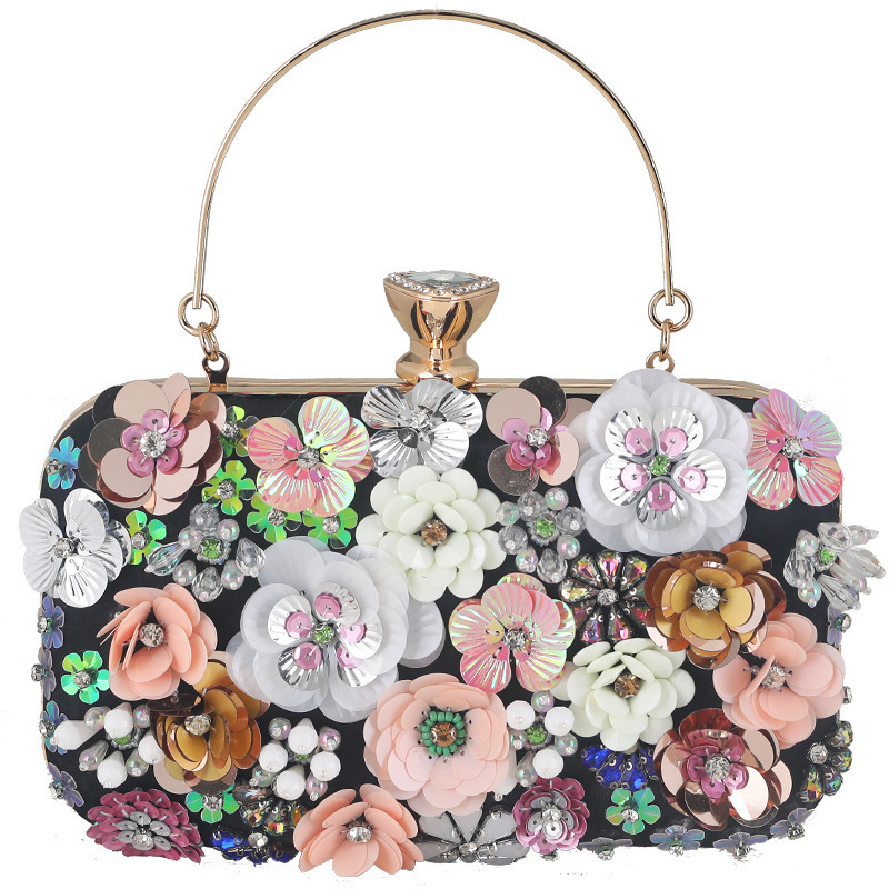 Colorful Rhinestone Clutch Purses Floral Bride Wedding Handbag Chain Shoulder Bag luxury Women's Floral Evening Handbags