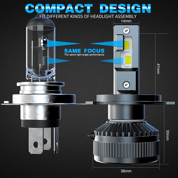 Carson OB-H4 High Quality  3570 TOP CSP 60W Canbus Auto LED Headlight With Dual Heat Pipe Cooling For 12V car & 24V truck use