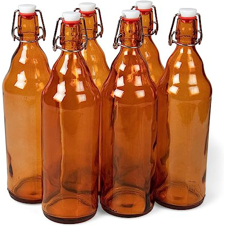 hot sale33oz refillable Transparent Airtight Seal Glass Beer Bottles with Swing Stoppers