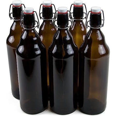 hot sale33oz refillable Transparent Airtight Seal Glass Beer Bottles with Swing Stoppers