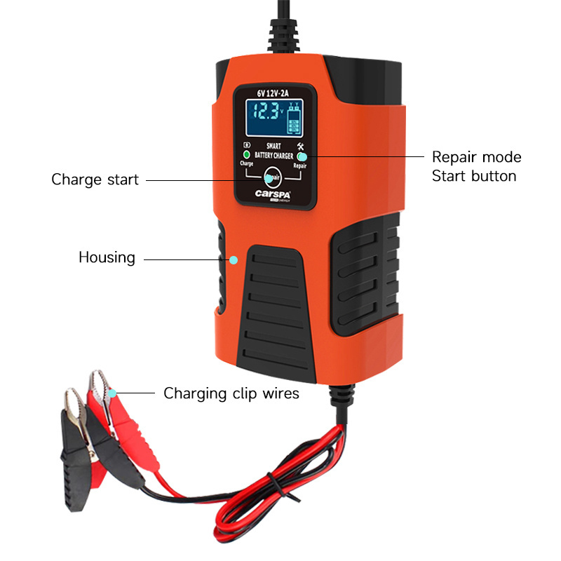 Automatic Smart Battery Charger/Maintainer 12V 6V 2A Pulse Repair Charger with LCD Display  pulse Repair battery charger