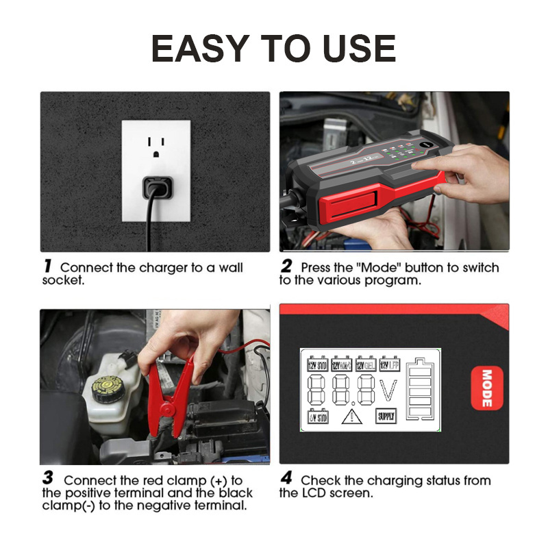 DC Hot Sale High Quality Rechargeable Battery Charger 6v 12v 2a Intelligent Battery Auto ChargerRepair Charger