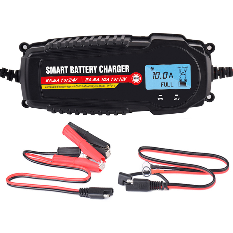 Fast Charging High Power Smart 12v 24v Auto Repair Lead-acid Battery Charger 10a Car Trickle Battery Charger