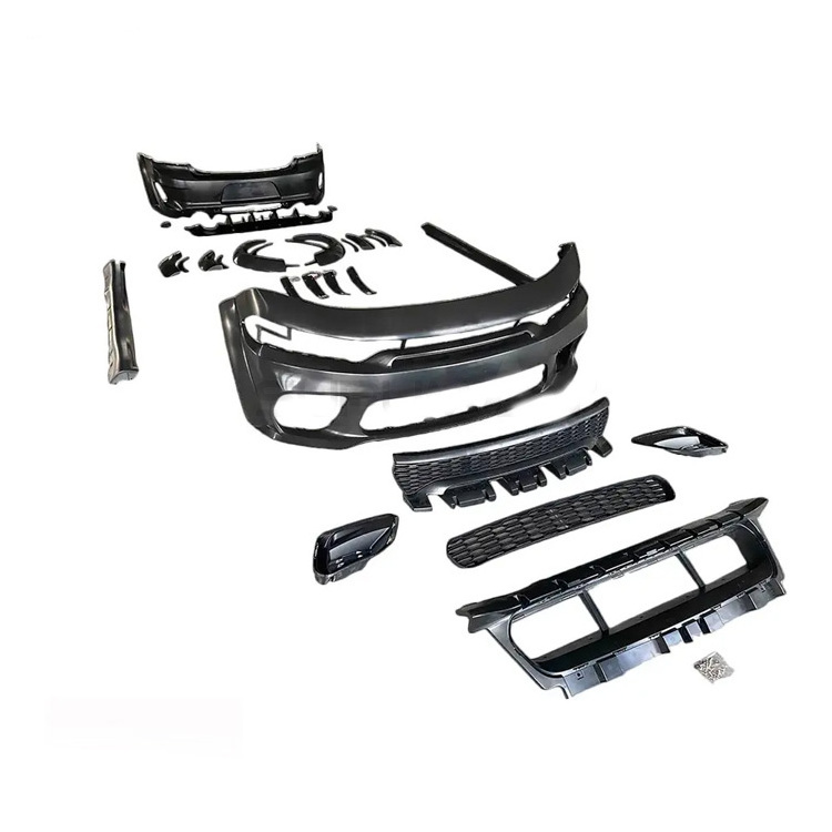 Front Bumper Rear Diffuser Side Skirt Spoilerface Kit for Dodge Charger Hellcat Srt Style Body Kit Accessories 2015-2022 Plastic