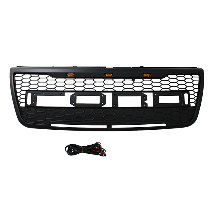 Exterior accessories offroad Front Grille Matte Black Grille With Light Bar Fit For Ford Explorer 2012-2015