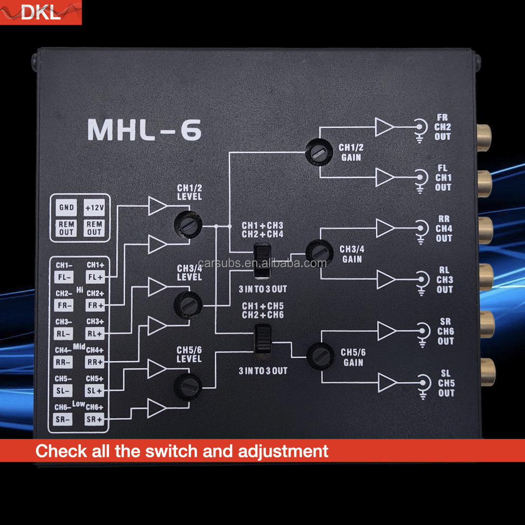 Car Stereo 6 EQ band 3 way Equalizer 6 channels Passive Crossover for car amplifier Audio system