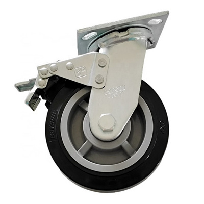 Heavy duty industrial castors 6 inch modified nylon wheels swivel caster with brake