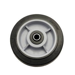 CARSUN 6 inch black TPR wheel Plastic solid Heavy duty 150mm Artificial rubber wheels With Roller bearing