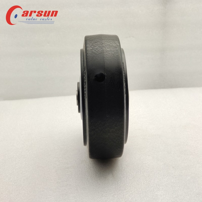 CARSUN 6 inch black TPR wheel Plastic solid Heavy duty 150mm Artificial rubber wheels With Roller bearing