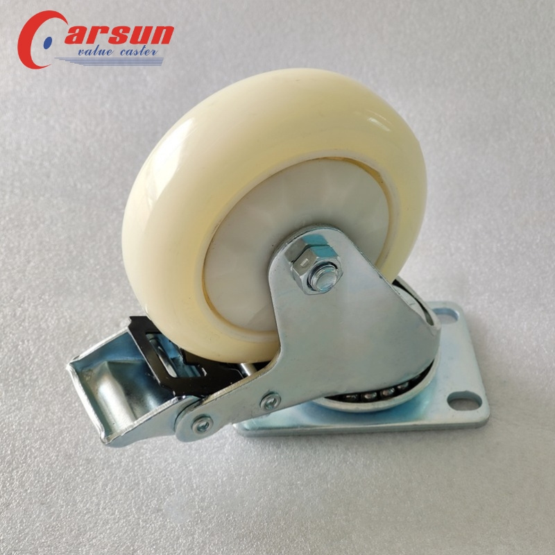 Medium Industrial Casters 4 inch White nylon caster Wheels with lock With lid