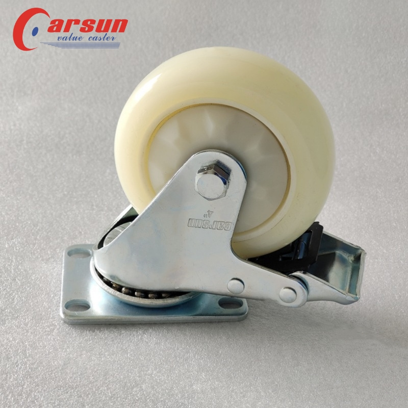 Medium Industrial Casters 4 inch White nylon caster Wheels with lock With lid