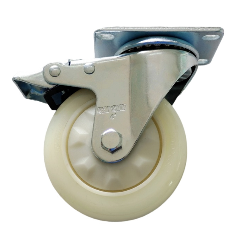 Medium Industrial Casters 4 inch White nylon caster Wheels with lock With lid