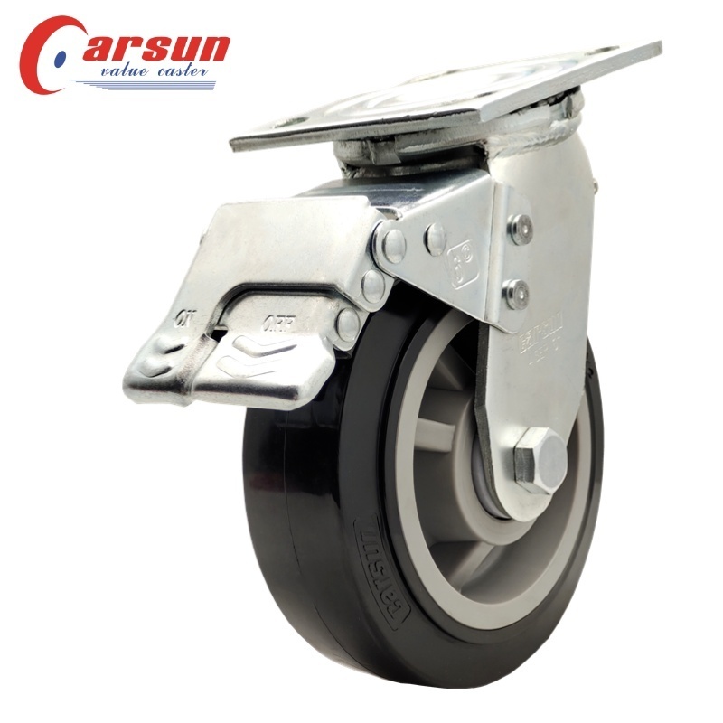 Heavy duty industrial castors 6 inch modified nylon wheels swivel caster with brake