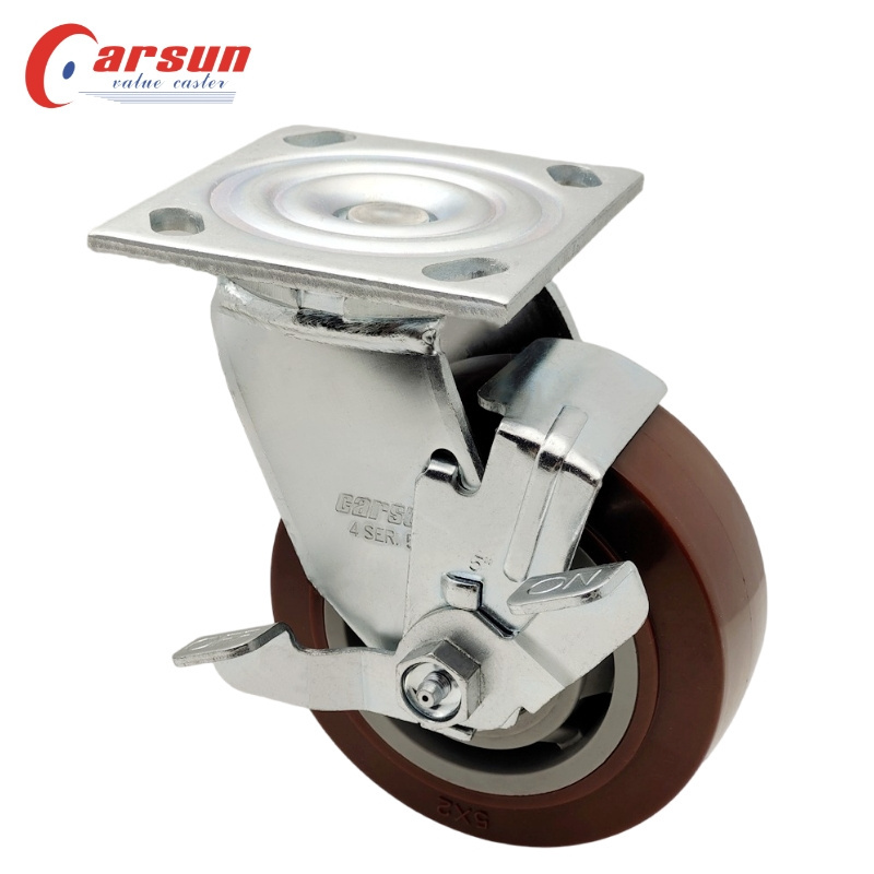 Heavy Duty Pu Casters 4/5/6/8inch Swivel Trolley Wheel castors With Locking