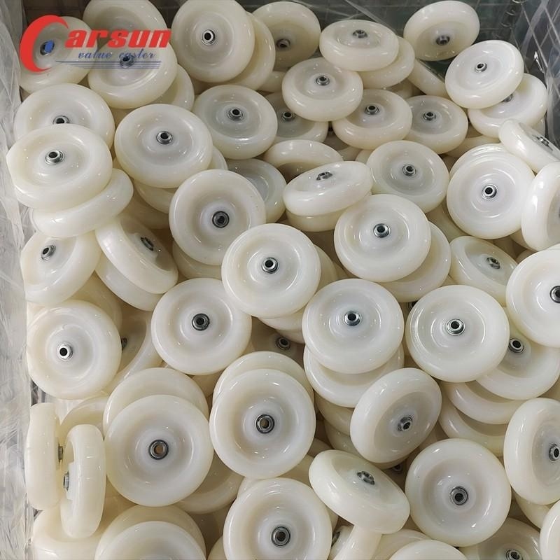 CARSUN Ball Bearing Wheel Plastic 4 Inch White Transport Box Wheels Nylon Pallet Truck Wheel Rollers 100mm