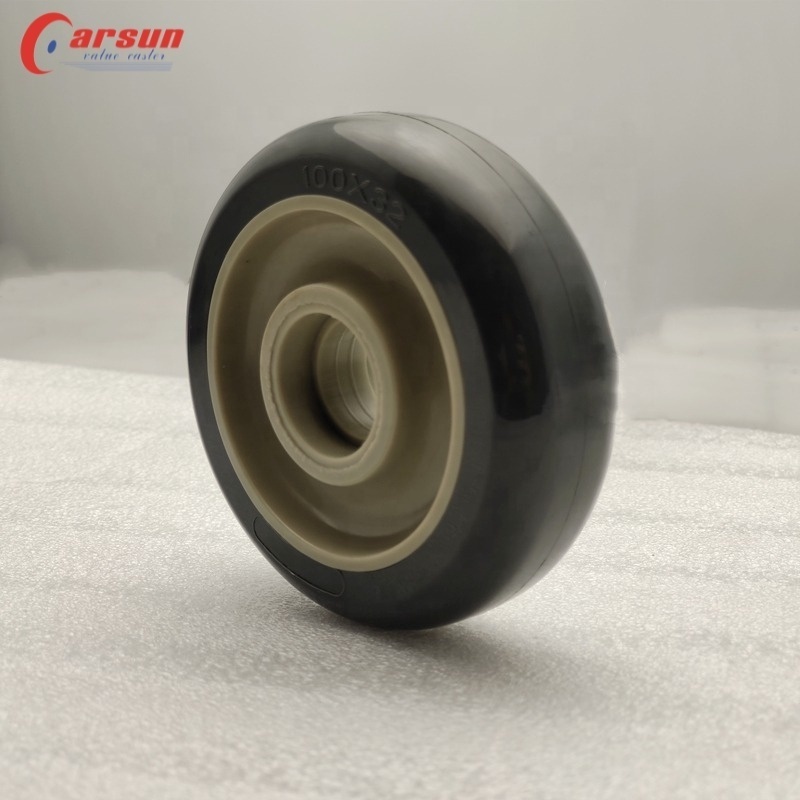 CARSUN 100mm pu wheel medium Plastic solid 4 inch polyurethane wheel