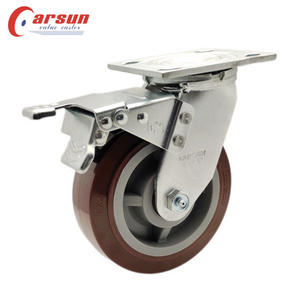 Heavy Duty Pu Casters 4/5/6/8inch Swivel Trolley Wheel castors With Locking