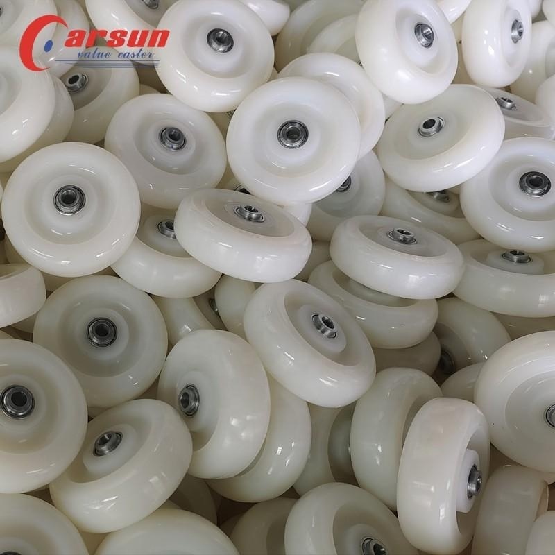 CARSUN Ball Bearing Wheel Plastic 4 Inch White Transport Box Wheels Nylon Pallet Truck Wheel Rollers 100mm