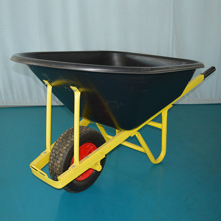 Hot Sale Single Wheel Construction 120 Litre Heavy Duty Wheelbarrow with Plastic Tray