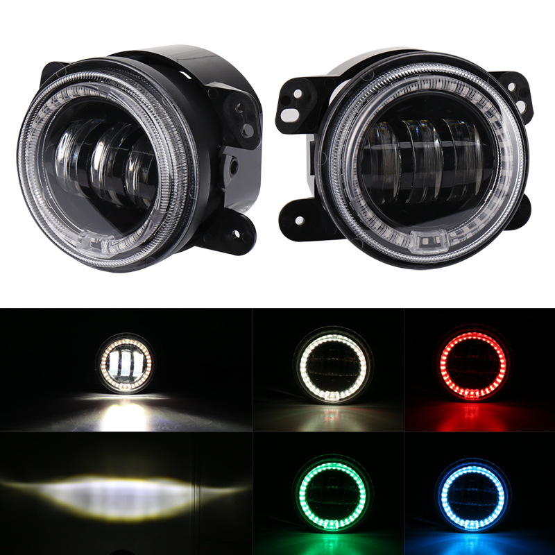 Led Headlights 4 Inch Headlamp Fog Light Off-road Refit With RGB Aperture Fit For Jeep Headlight