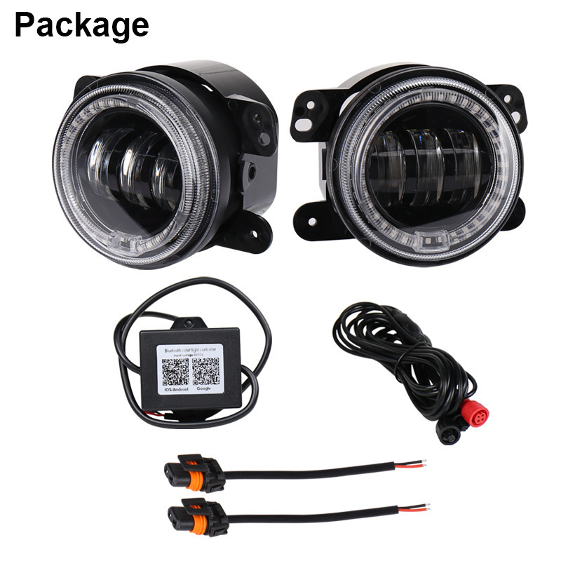 Led Headlights 4 Inch Headlamp Fog Light Off-road Refit With RGB Aperture Fit For Jeep Headlight