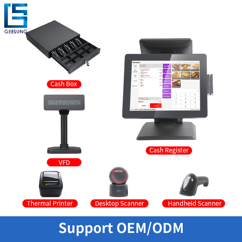 Windows Dual screen Desktop and portable pos terminal cash register all in one pos systems for self ordering system pos systems