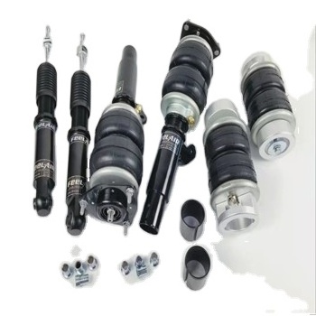 Automobile suspension shock absorption with air bags