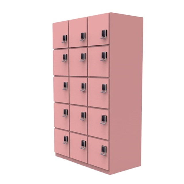 Professional Digital Lock 15 Door HPL Board Pink School Wood Lockers