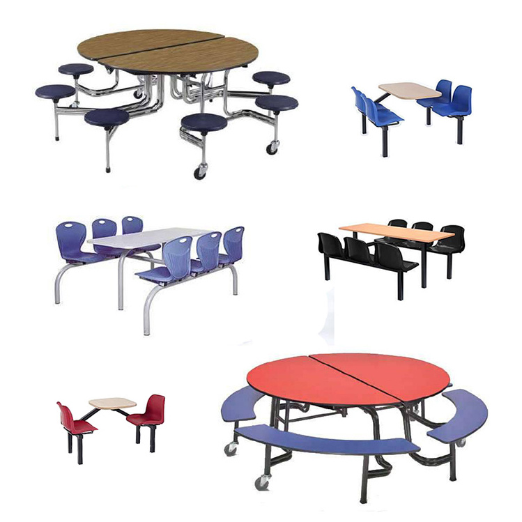 Cartmay Folding Dining Cafeteria Table and Chair Set School Hall Canteen Table with Bench Metal Stainless Steel Modern 1 Set