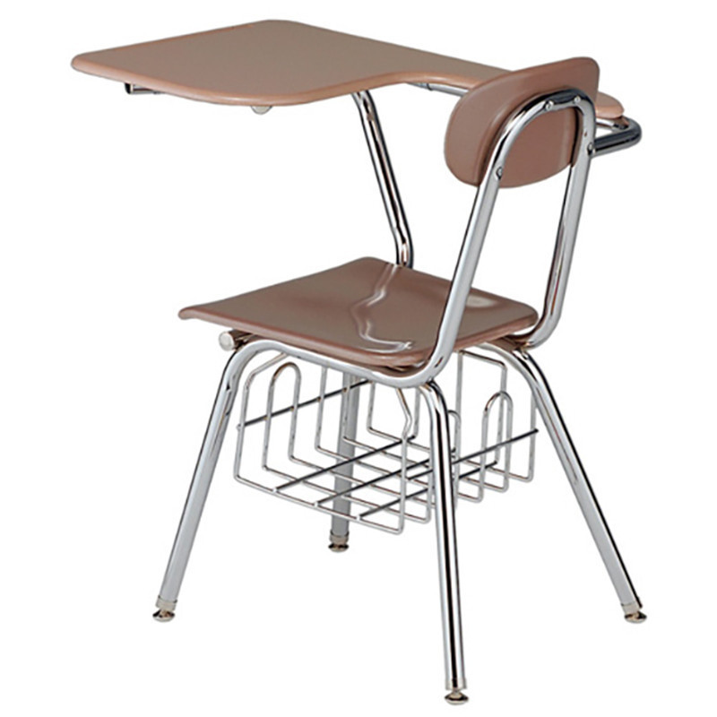 School Tablet Arm Chair Desks with Book Rack Wood Modern Steel Tube Comfortable School Furniture Used School Chairs for Sale