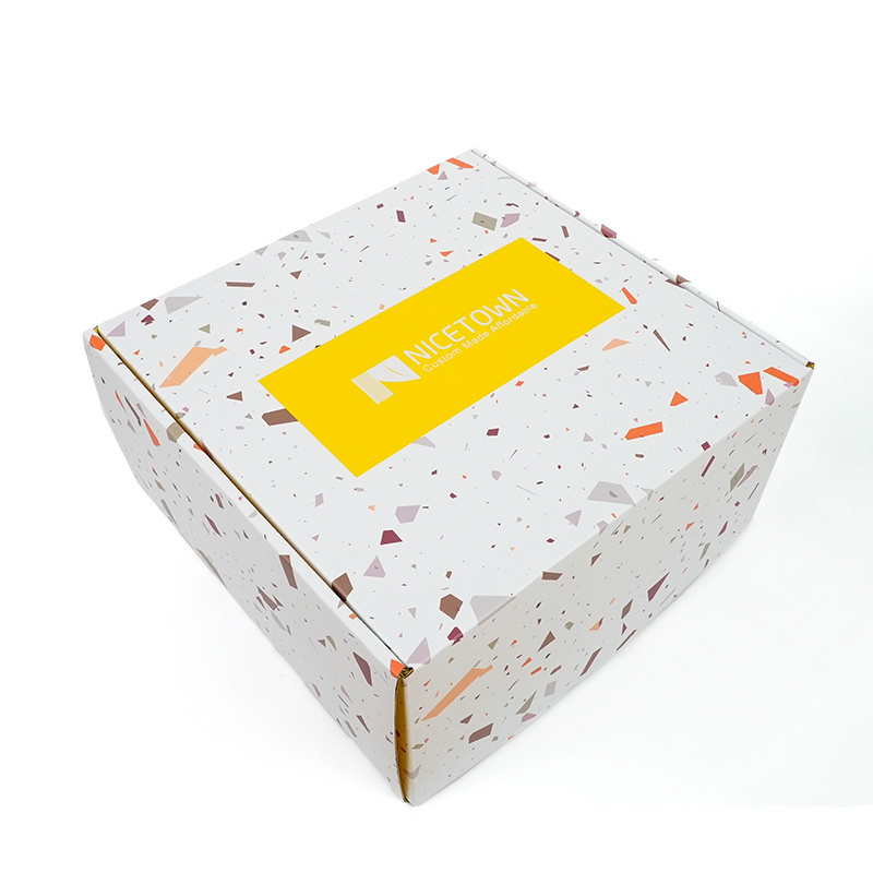 Yellow Folding Small Tuck Top Corrugated Cardboard Paper Boxes Carton Post Mailing Subscription Packaging box with logo