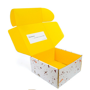 Yellow Folding Small Tuck Top Corrugated Cardboard Paper Boxes Carton Post Mailing Subscription Packaging box with logo