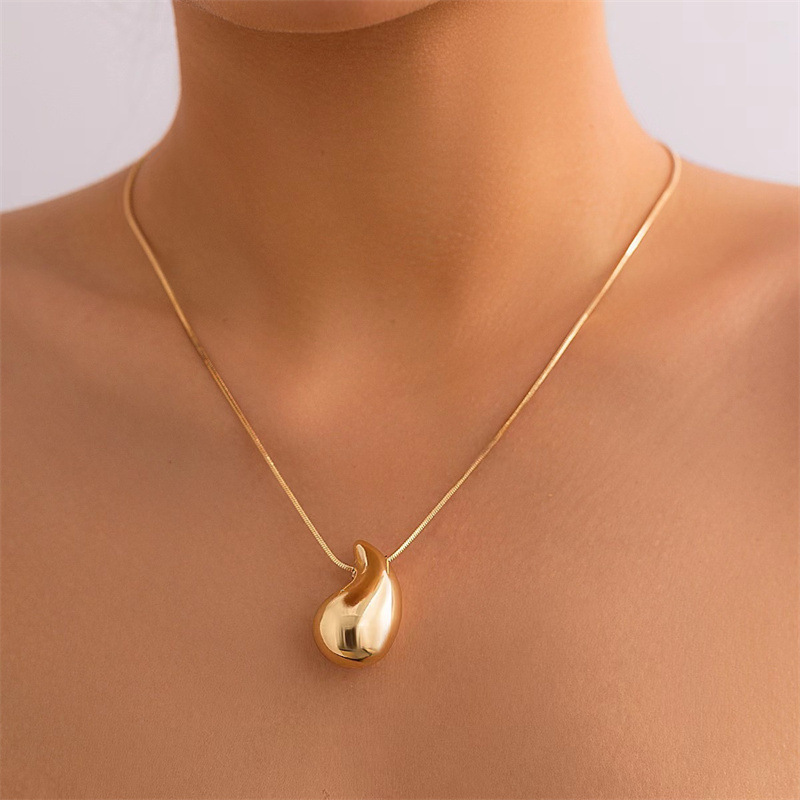 Hot Selling Fashion Stainless Steel 18K Gold Plated Large Water Drop Necklace Waterproof High Quality Pendant Jewelry