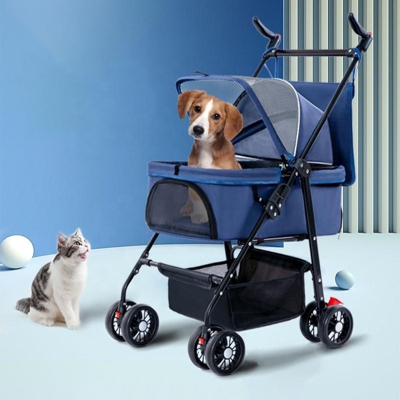 BunnyHi CWTC002 Detachable City Walk 4 Wheels Baby Strollers Pet Carriers Stroller For Dogs And Cats With Storage Basket