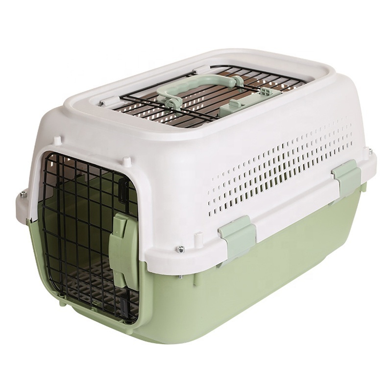 BunnyHi PET038 Fashion Dog Accessories Portable Two Door Cat Cages Pet Carriers with skylight window For Small Cats