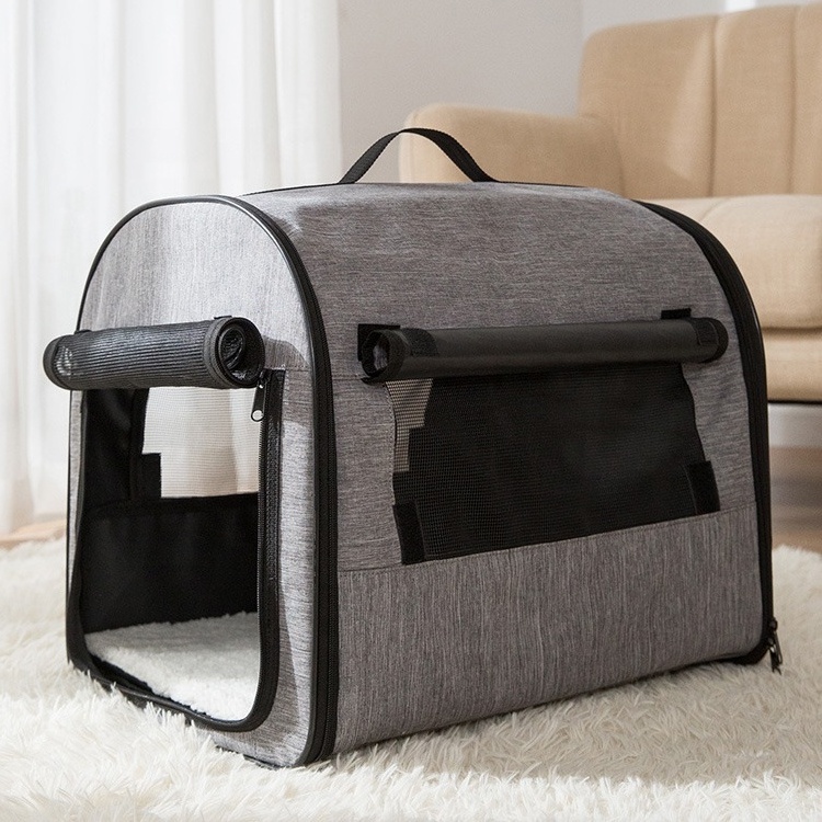 BunnyHi PET047 Indoor Outdoor Travel Breathable Mesh Fabric Small Cat Dog Pet Carrier with Storage Bags