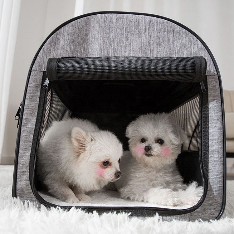 BunnyHi PET047 Indoor Outdoor Travel Breathable Mesh Fabric Small Cat Dog Pet Carrier with Storage Bags