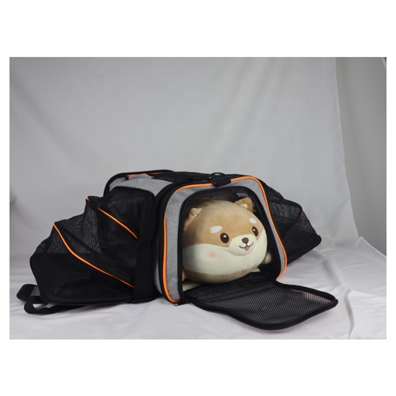 BunnyHi PET014 Collapsible Expandable Puppy Dog Pet Carrier Bag with Removable Fleece Pad and Pocket for Kittens Puppies Rabbits