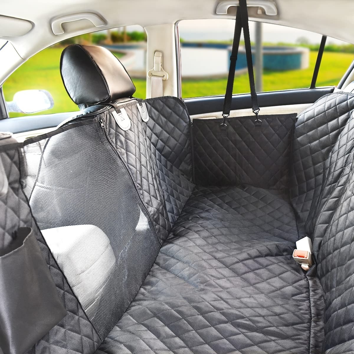 100% Waterproof Dog Car Seat Covers with Mesh Window Dog Backseat Cover for Cars