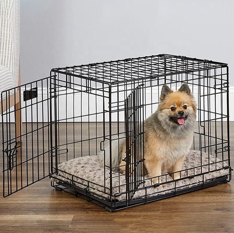 Bunnyhi Pet024 Large Size 42/48Inches Pets Newly Folding Animal Cages Cat Houses Dog Crate With Removable Tray