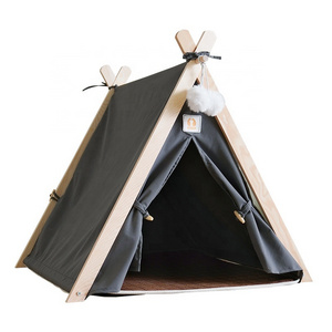 BunnyHi PET044 Outdoor Washable Portable Puppy Sweet Pet Teepee Tent Dog Cat House Pet Tent With Bed