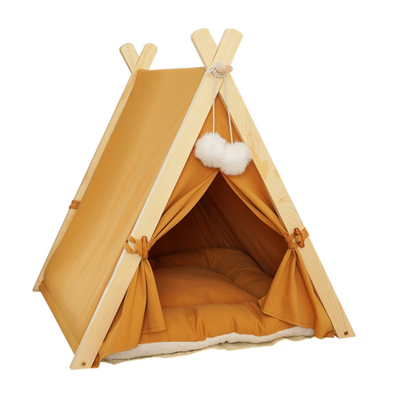 BunnyHi PET044 Comfortable Portable Indoor Pet Bed Teepee Tent Dog House With Thick Cushion For Puppy Cat