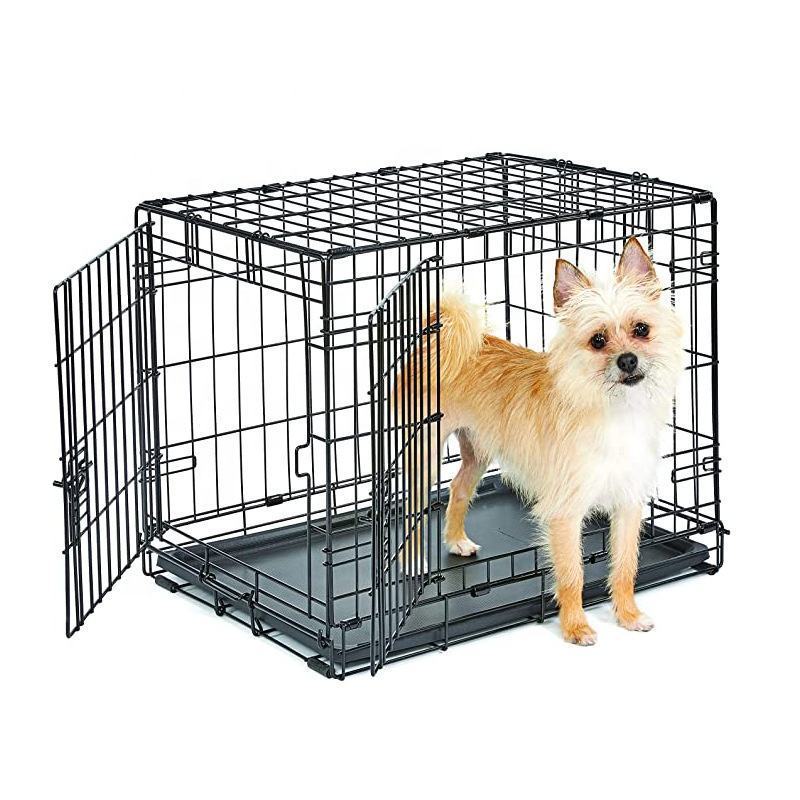 Bunnyhi Pet024 Large Size 42/48Inches Pets Newly Folding Animal Cages Cat Houses Dog Crate With Removable Tray