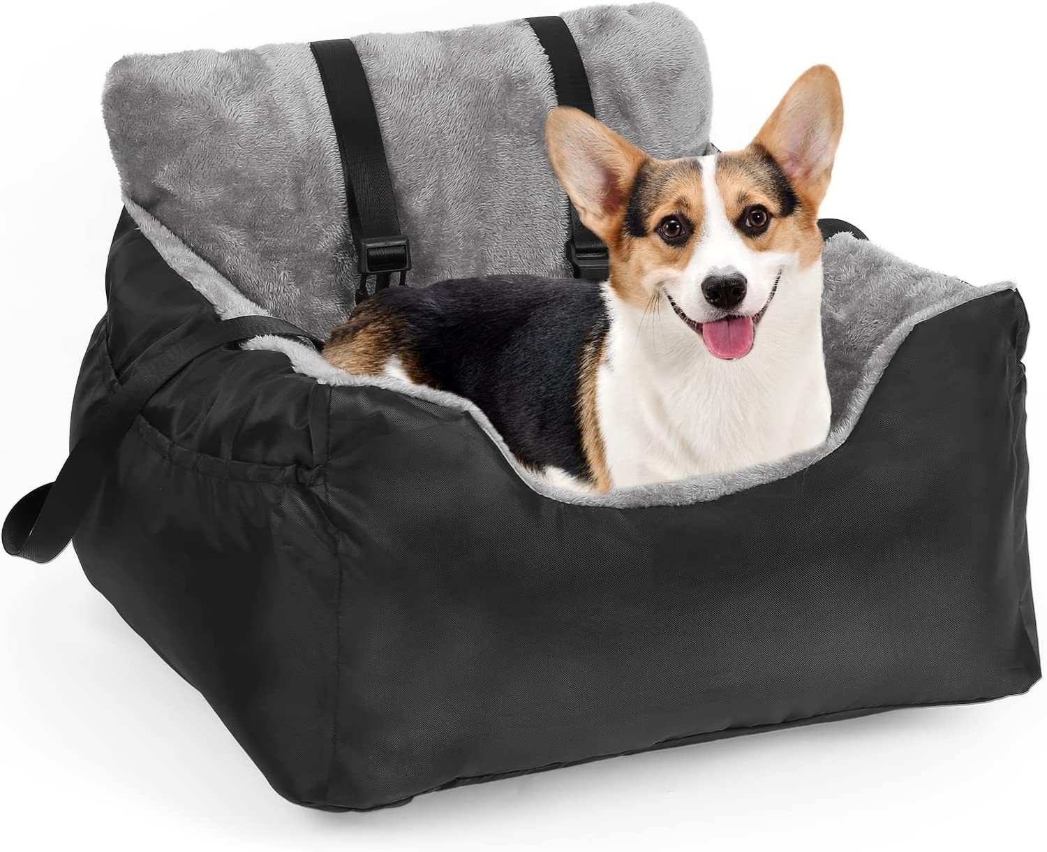 BunnyHi PET080 High Quality Pet Booster Seat Travel Dog Car Bed with Storage Pocket and Clip-On Safety Leash