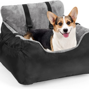 BunnyHi PET080 High Quality Pet Booster Seat Travel Dog Car Bed with Storage Pocket and Clip-On Safety Leash