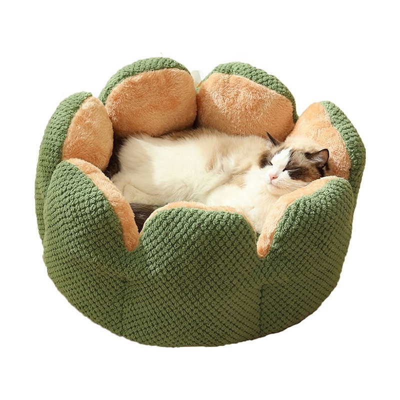 BunnyHi PET008 Small Size Cat Favor Cactus Petal Premium Warm Fuzzy Sleeping Pillow Fluffy Thick Kennel Pet Dog Cat Bed