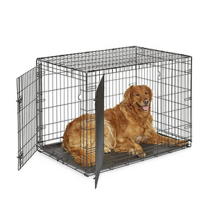 Bunnyhi Pet024 Large Size 42/48Inches Pets Newly Folding Animal Cages Cat Houses Dog Crate With Removable Tray